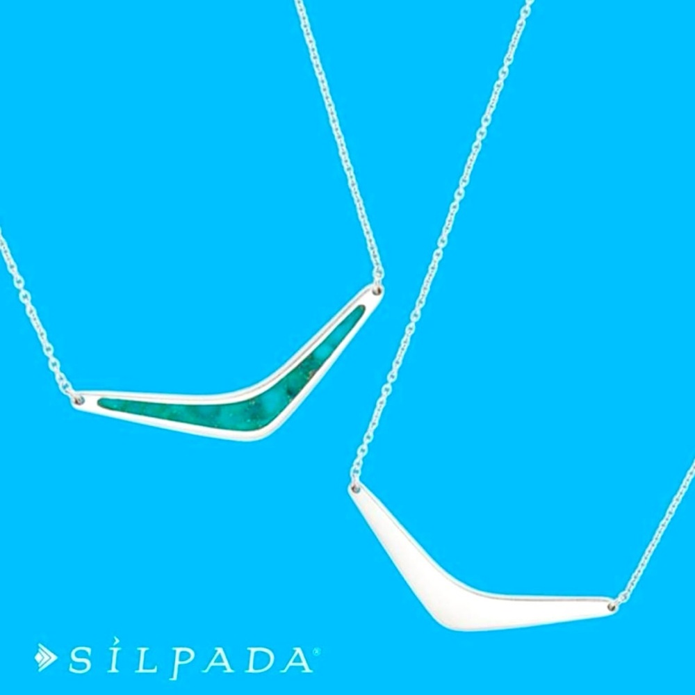 Silpada Sterling Silver & Turquoise Boomerang Necklace - Picture 4 of 14